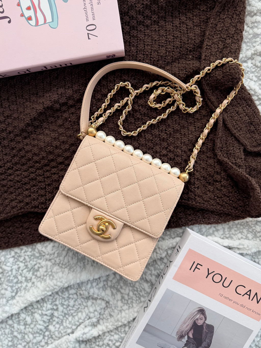 Chanel Milk Tea Pearl Shoulder & Crossbody Bag