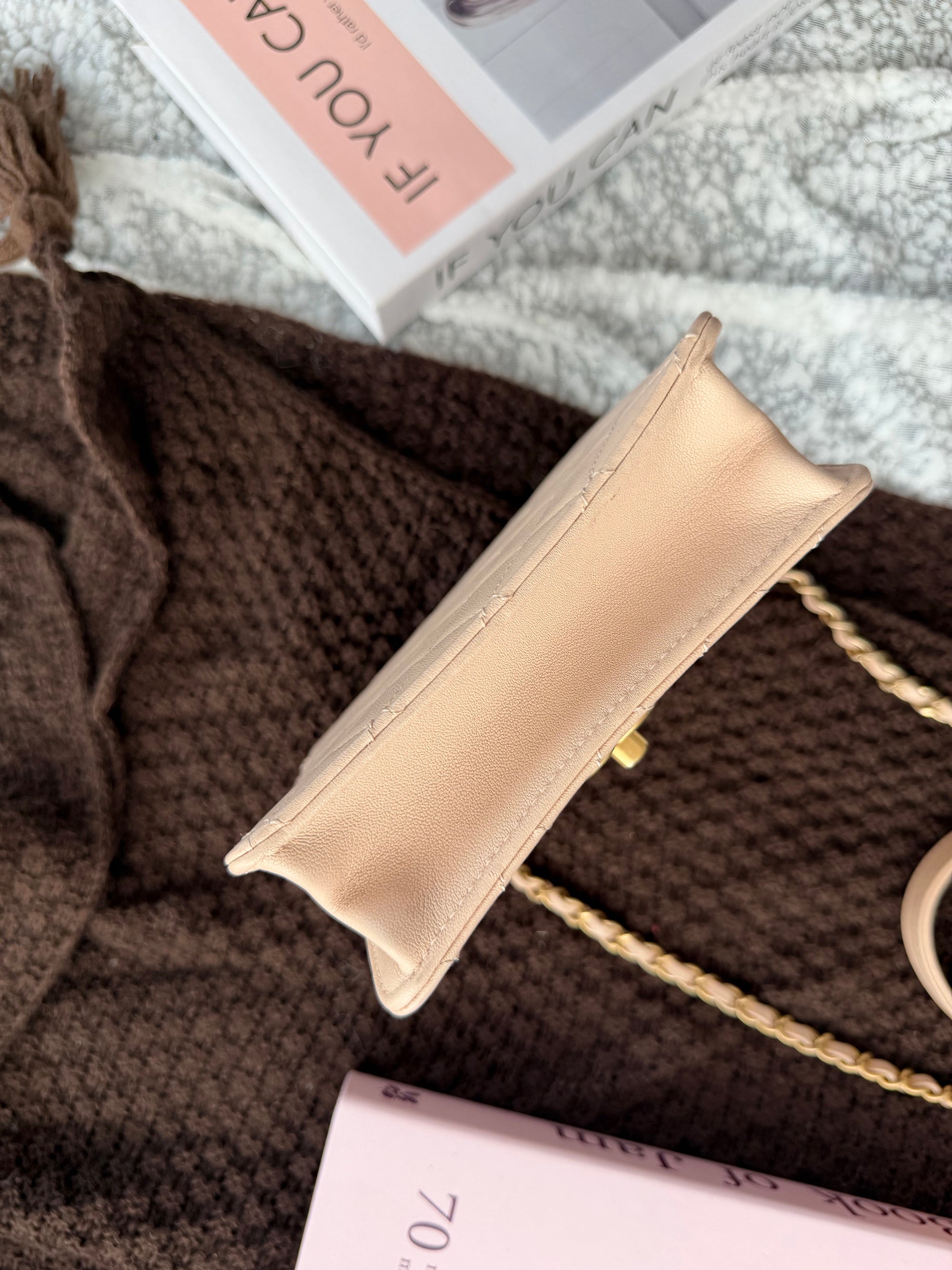 Chanel Milk Tea Pearl Shoulder & Crossbody Bag