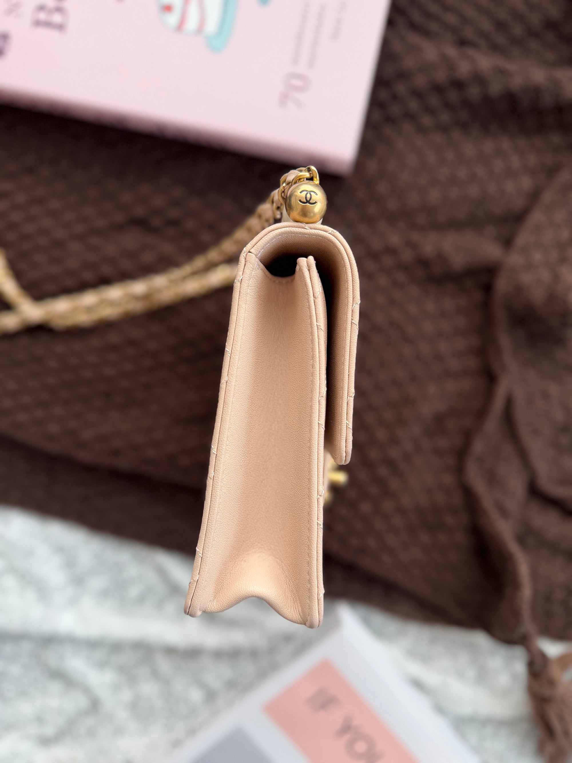 Chanel Milk Tea Pearl Shoulder & Crossbody Bag