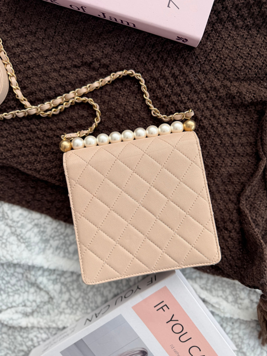 Chanel Milk Tea Pearl Shoulder & Crossbody Bag