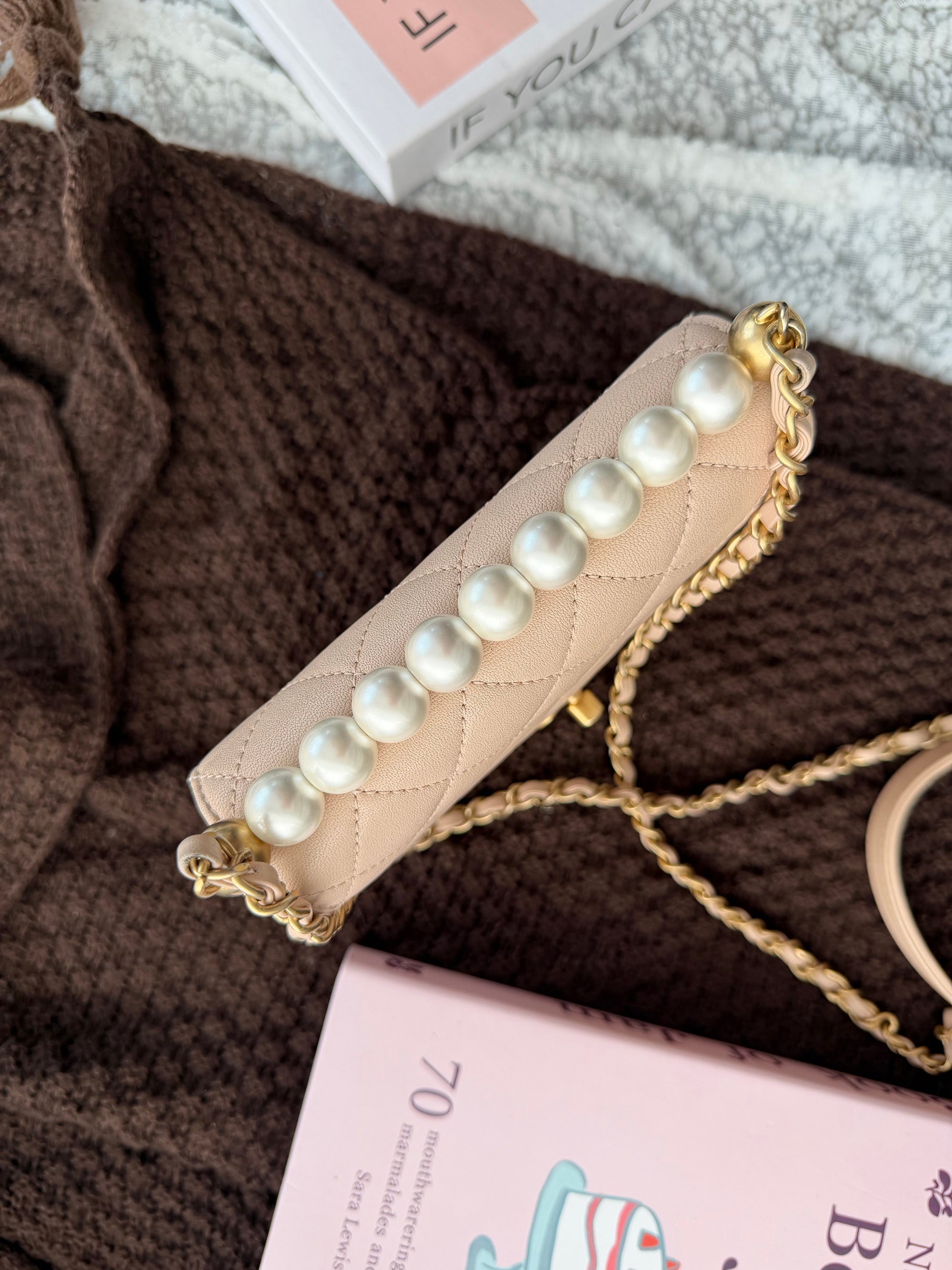 Chanel Milk Tea Pearl Shoulder & Crossbody Bag