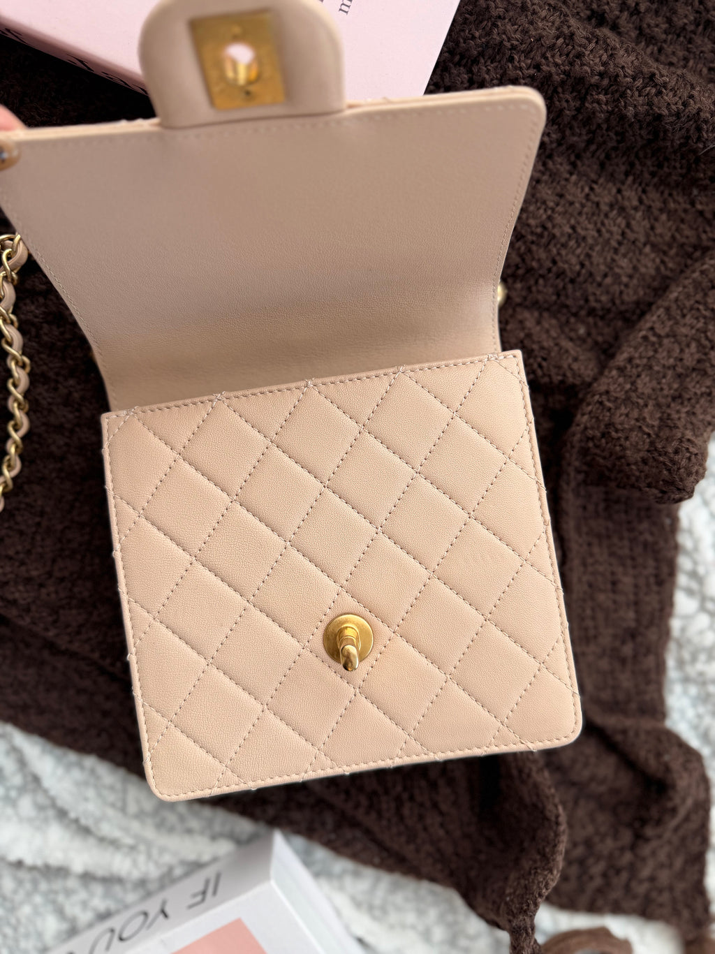 Chanel Milk Tea Pearl Shoulder & Crossbody Bag
