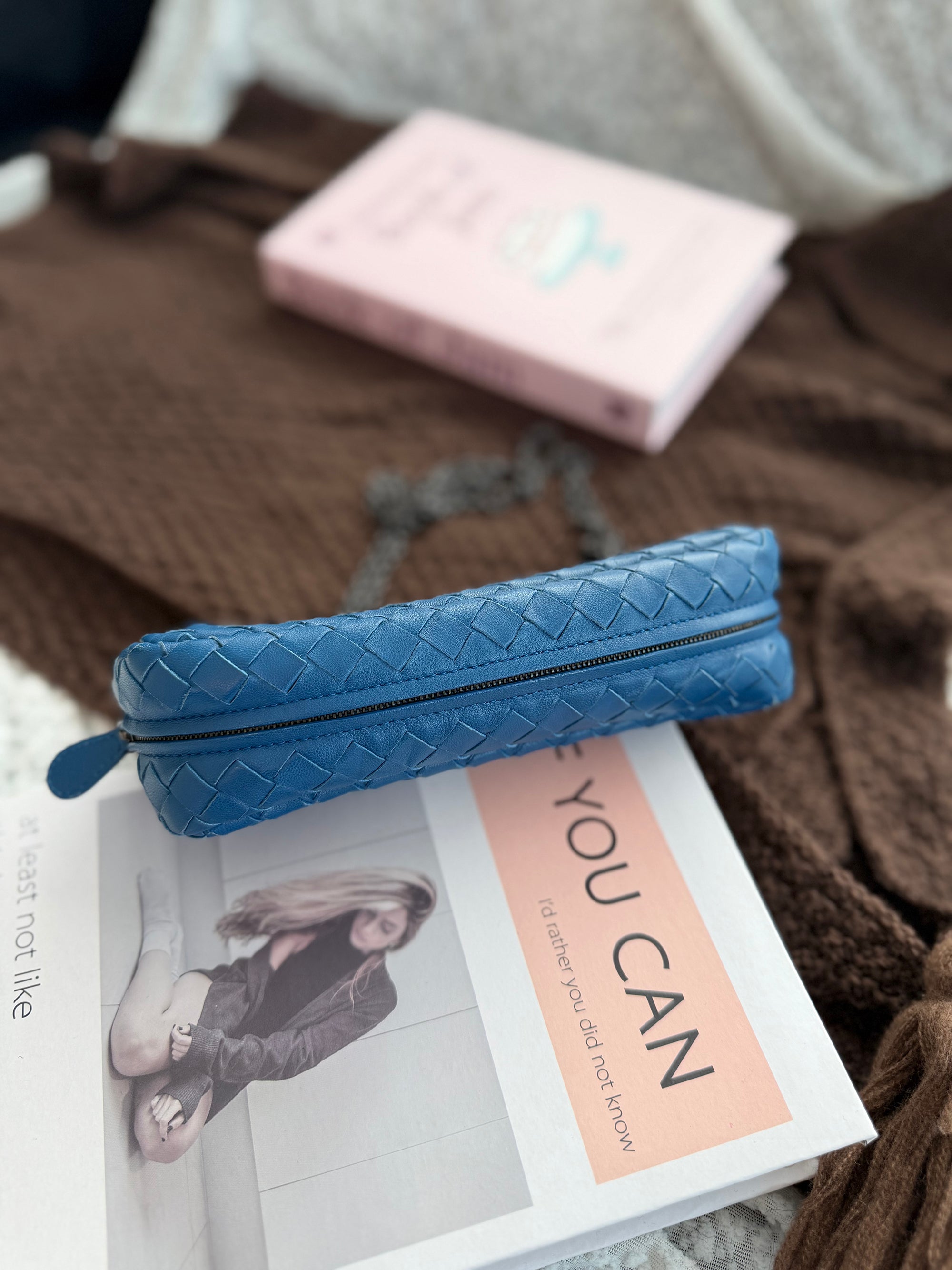 Bottega Veneta Classic Woven Blue Shoulder Bag