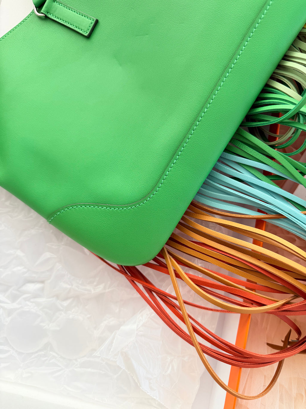 Hermès Runway Rainbow Tassel Shoulder Bag, Bamboo Green Brand New