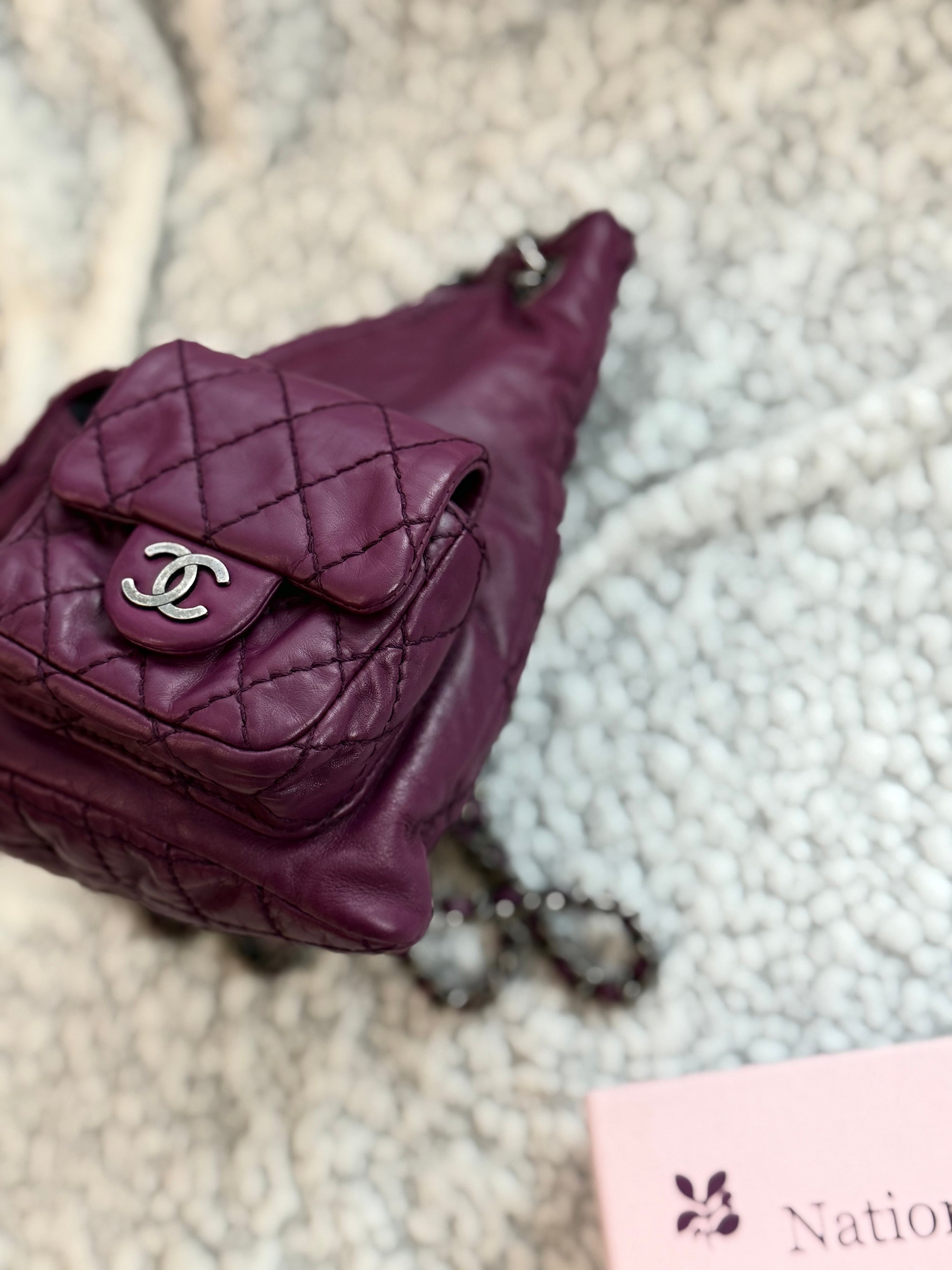 Chanel mini Purple frog-pattern backpack