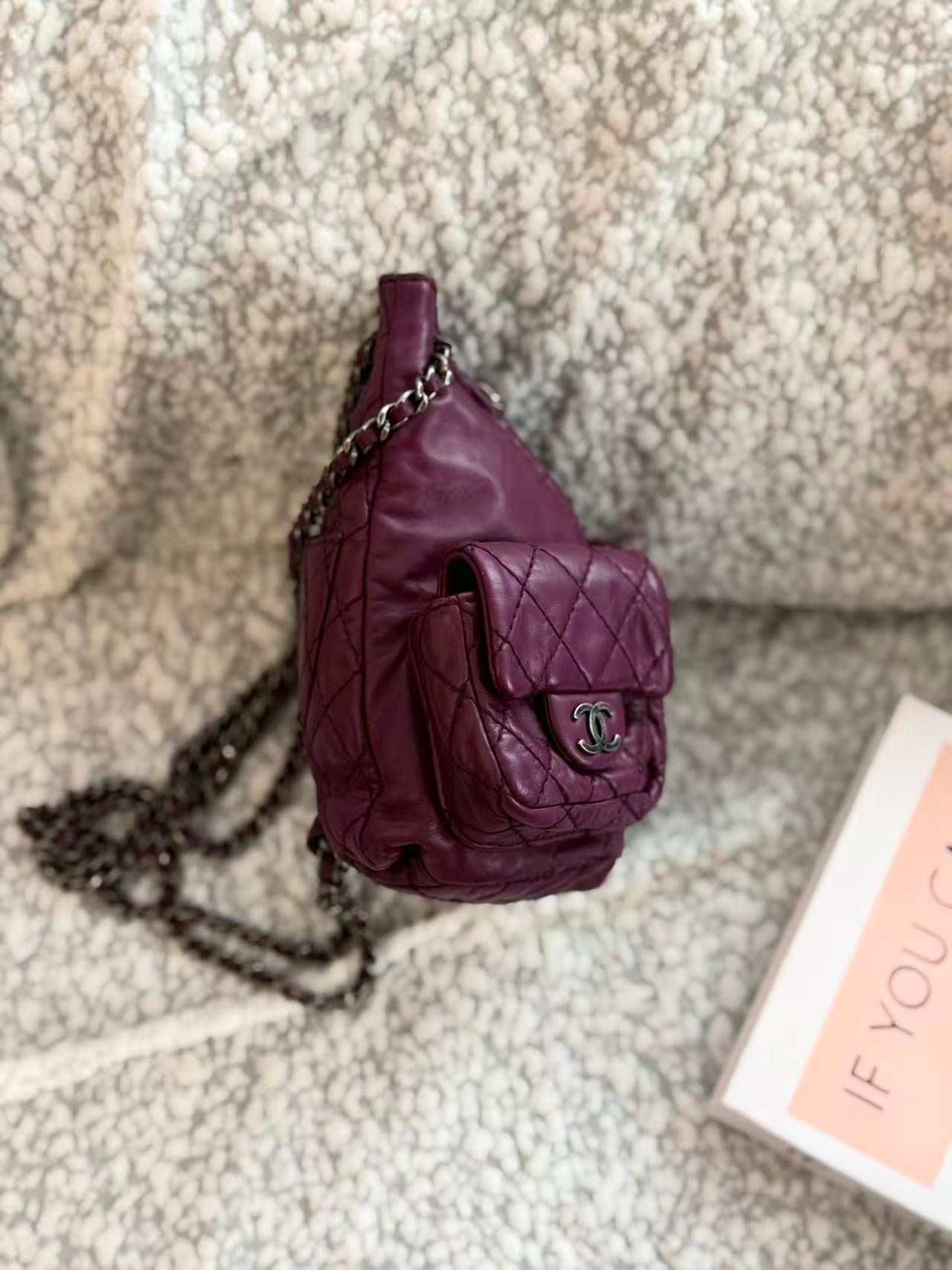 Chanel mini Purple frog-pattern backpack