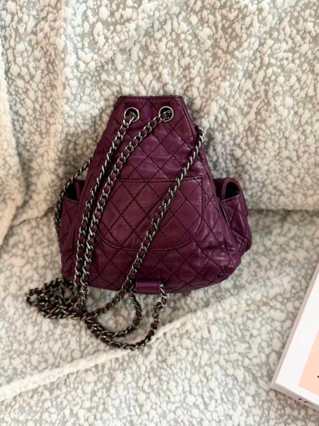 Chanel mini Purple frog-pattern backpack