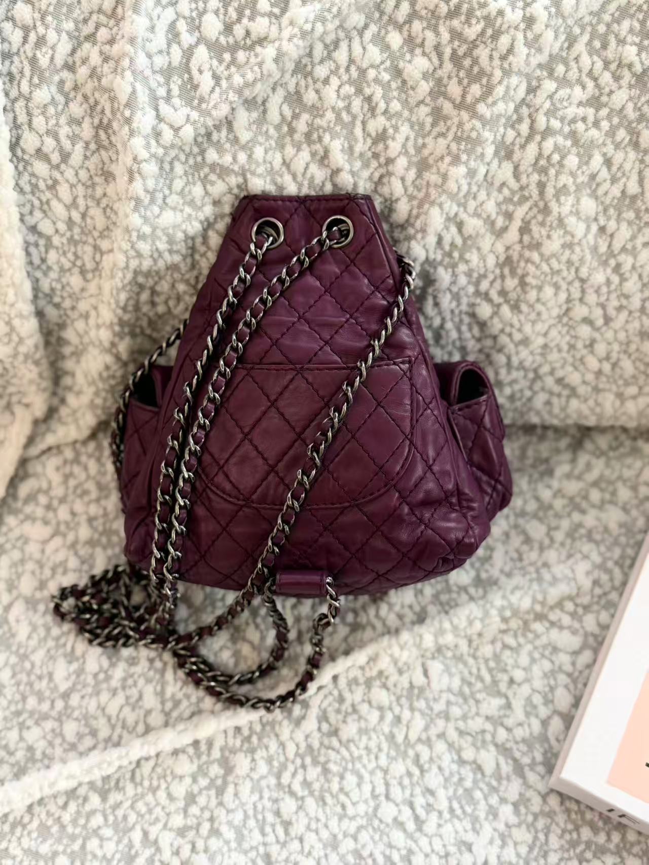 Chanel mini Purple frog-pattern backpack