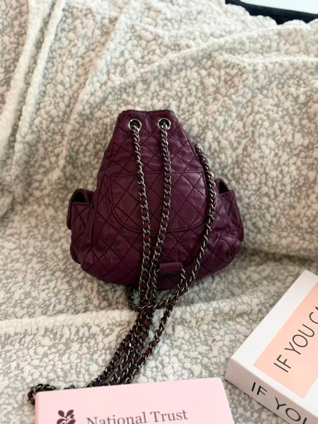 Chanel mini Purple frog-pattern backpack