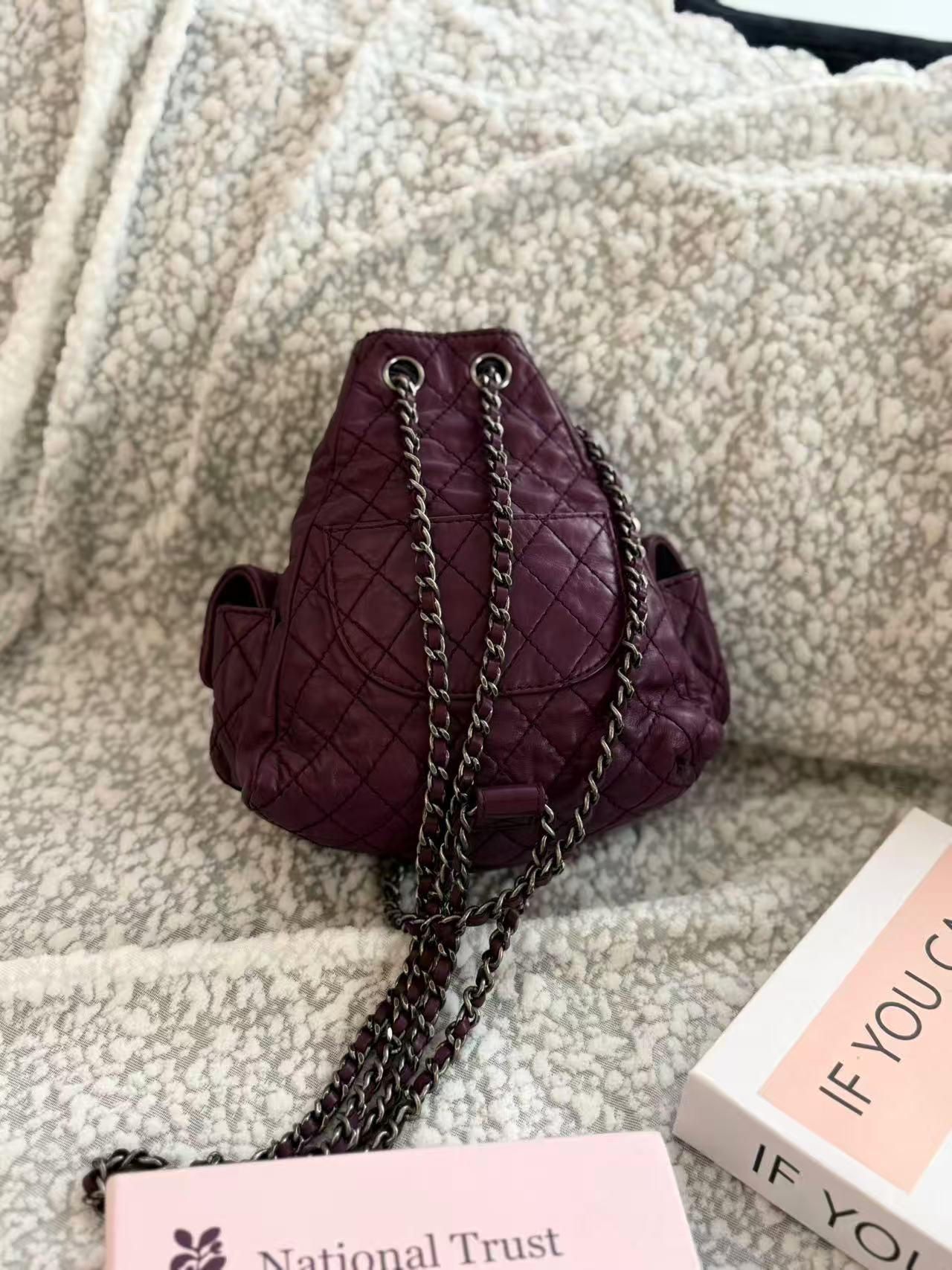 Chanel mini Purple frog-pattern backpack