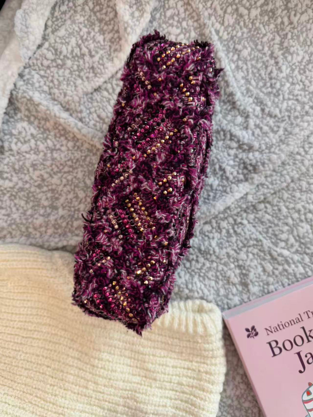 Chanel Crystal Embellished Wool Flap Bag with Chain Strap