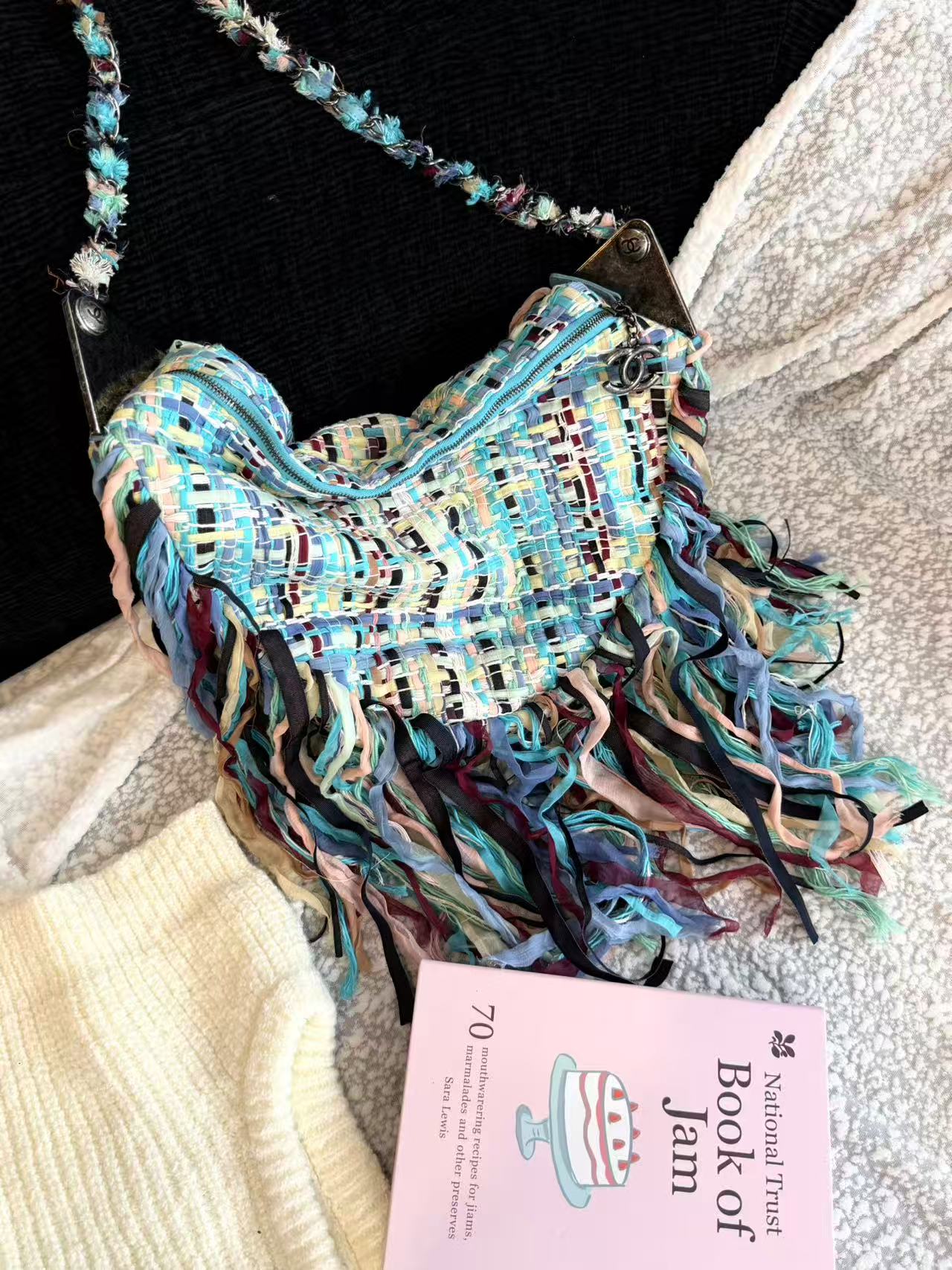 Chanel colorful runway-style tassel shoulder bag