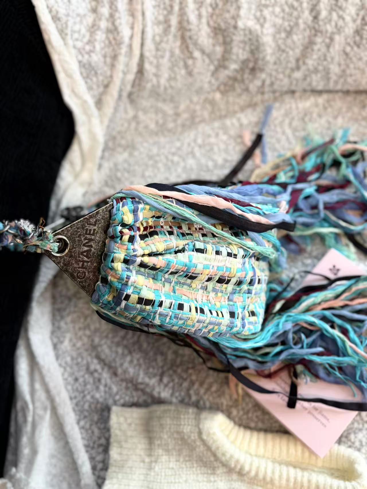 Chanel colorful runway-style tassel shoulder bag