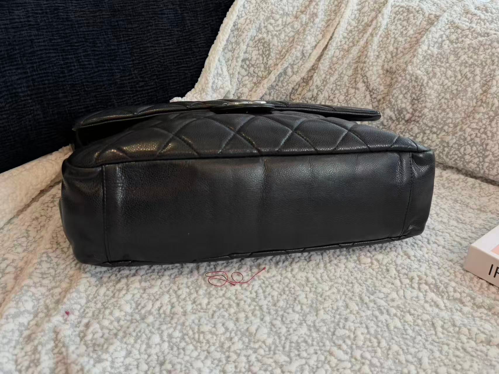 Chanel black and silver cowhide XXXL airport bag