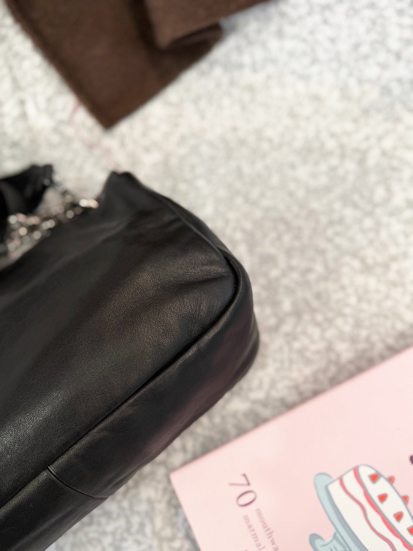 Chanel Black Silver Sheepskin Thick Chain Shoulder Bag (Strap Added Later)