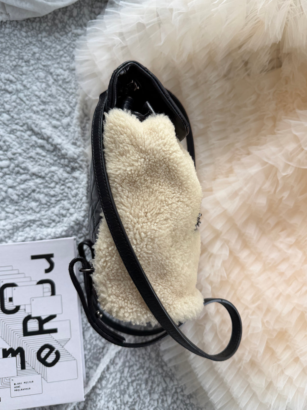 Chanel Salzburg Collection Shearling patchwork waxed leather backpack