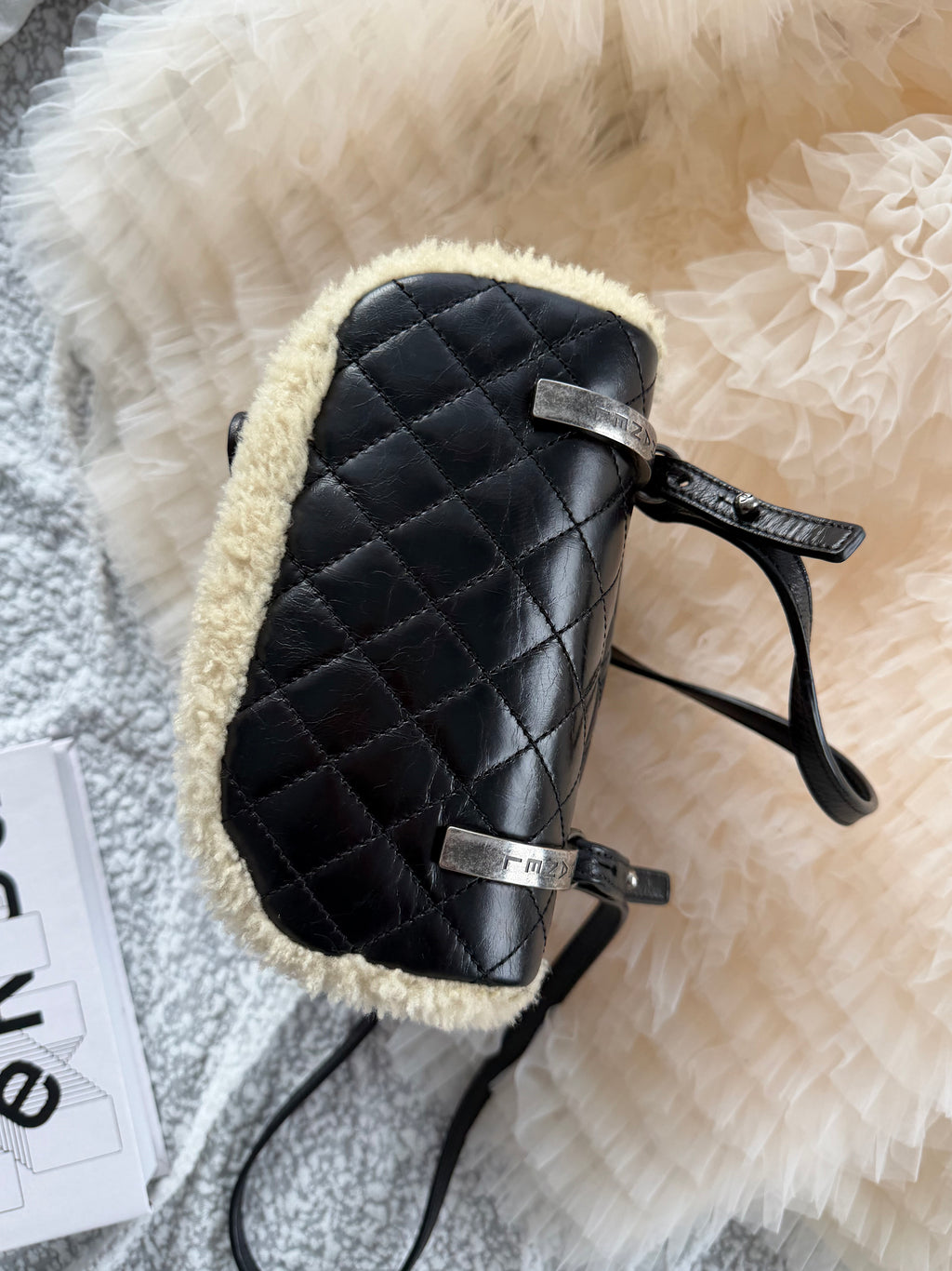 Chanel Salzburg Collection Shearling patchwork waxed leather backpack