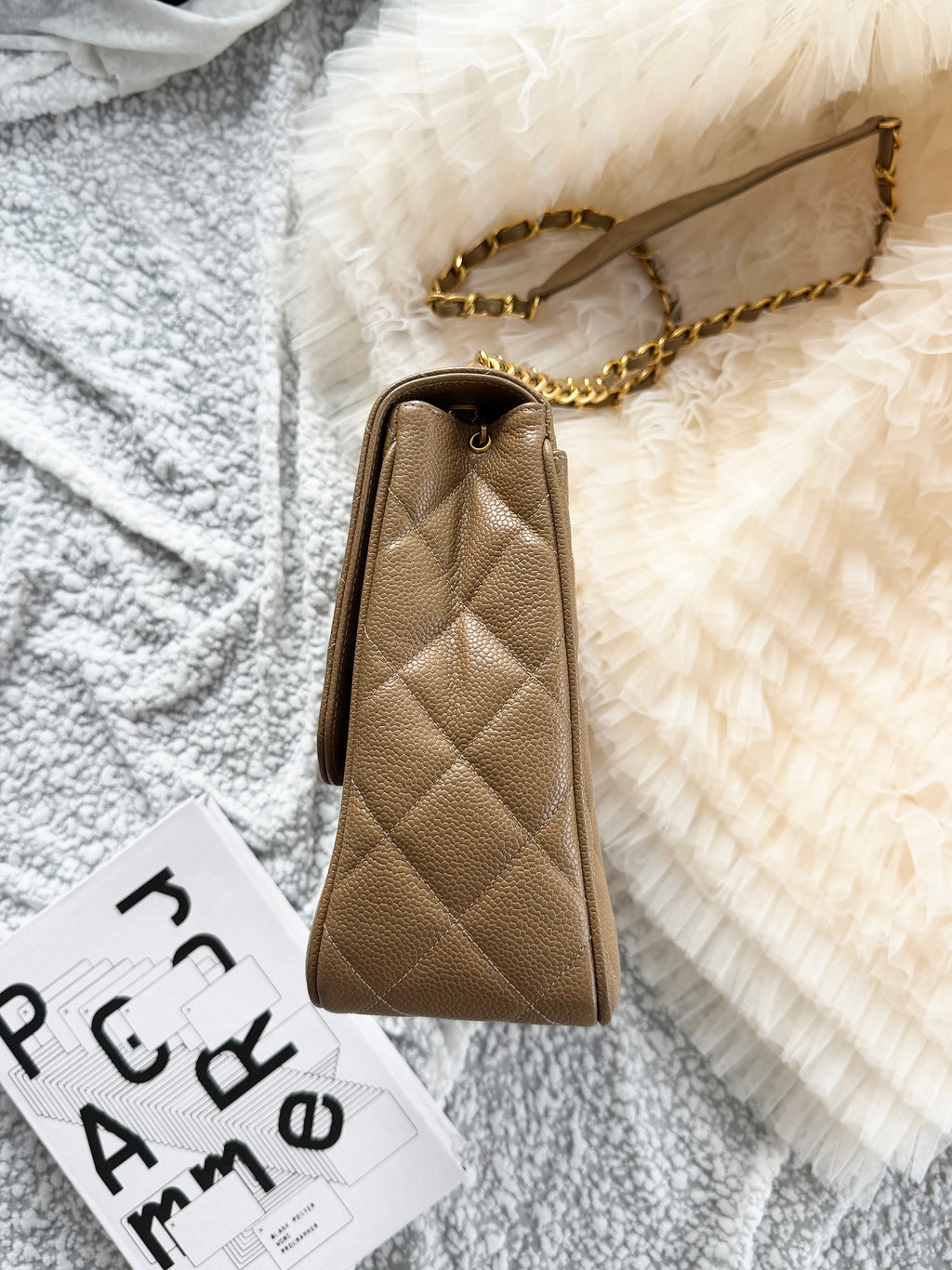 Chanel Victoria Beckham Inspired Caviar Leather Shoulder Bag with big CC Logo