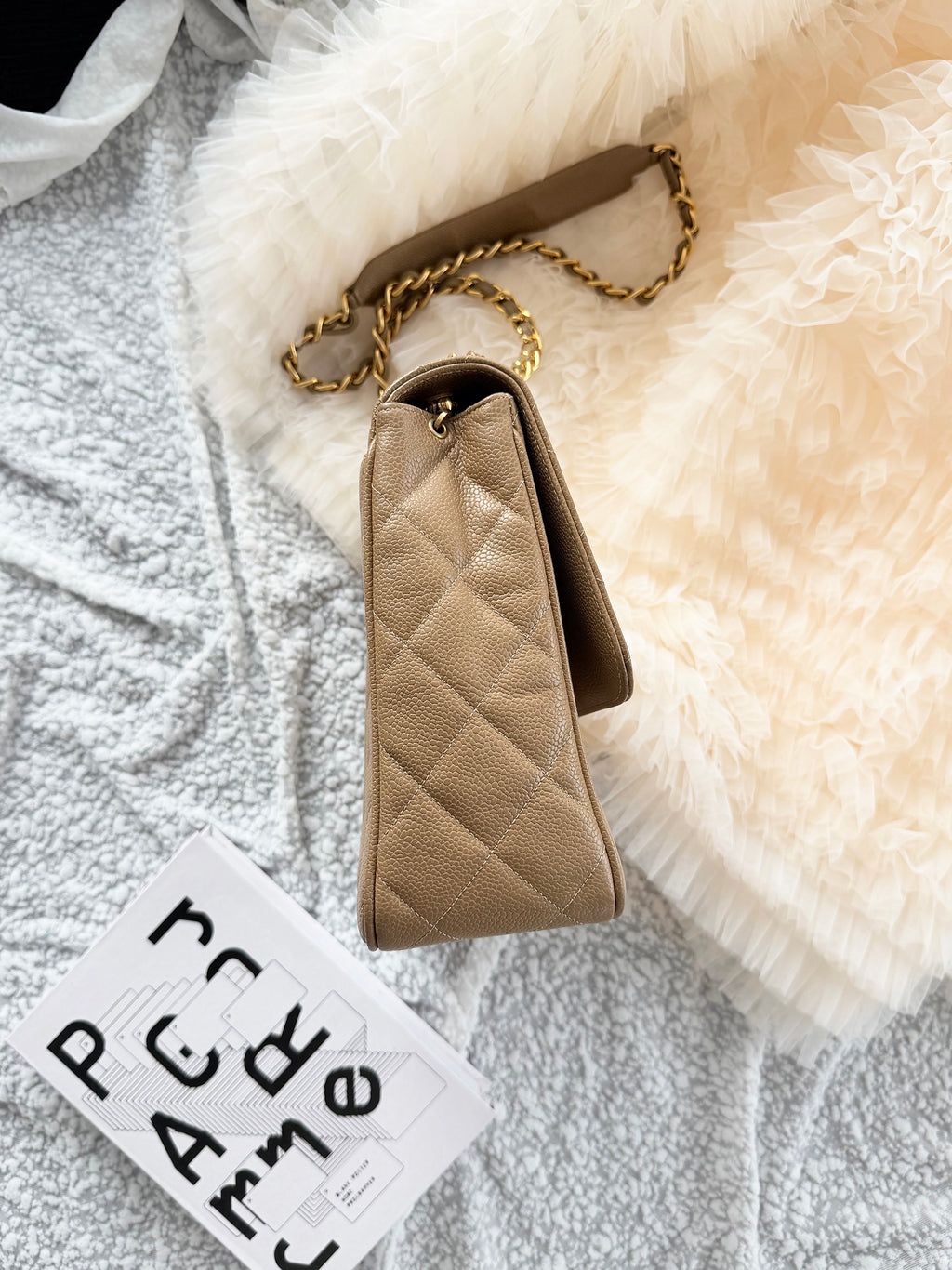 Chanel Victoria Beckham Inspired Caviar Leather Shoulder Bag with big CC Logo