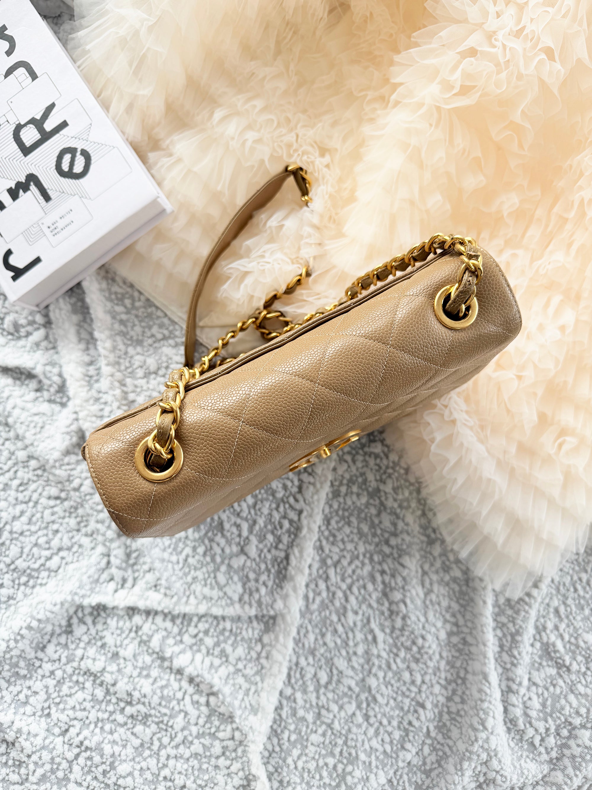 Chanel Victoria Beckham Inspired Caviar Leather Shoulder Bag with big CC Logo