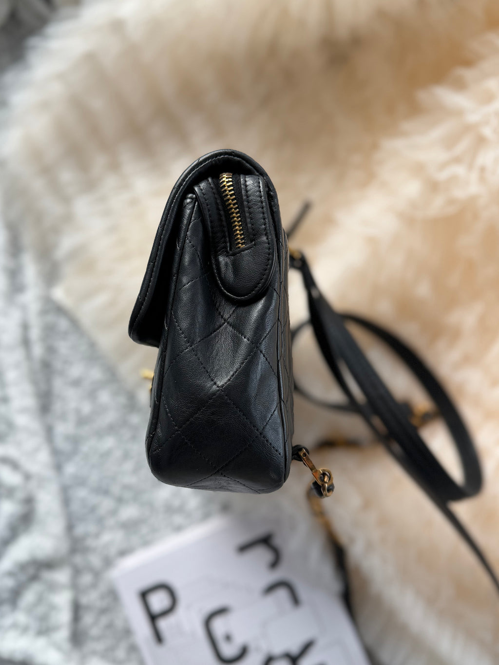 Chanel Vintage Black Gold CF Backpack (Jennie Style)