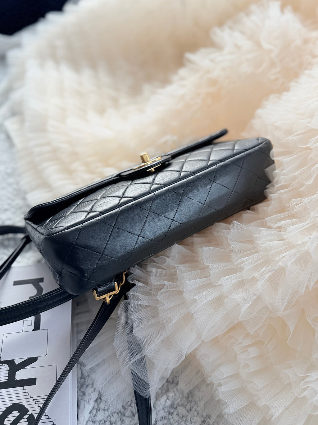 Chanel Vintage Black Gold CF Backpack (Jennie Style)