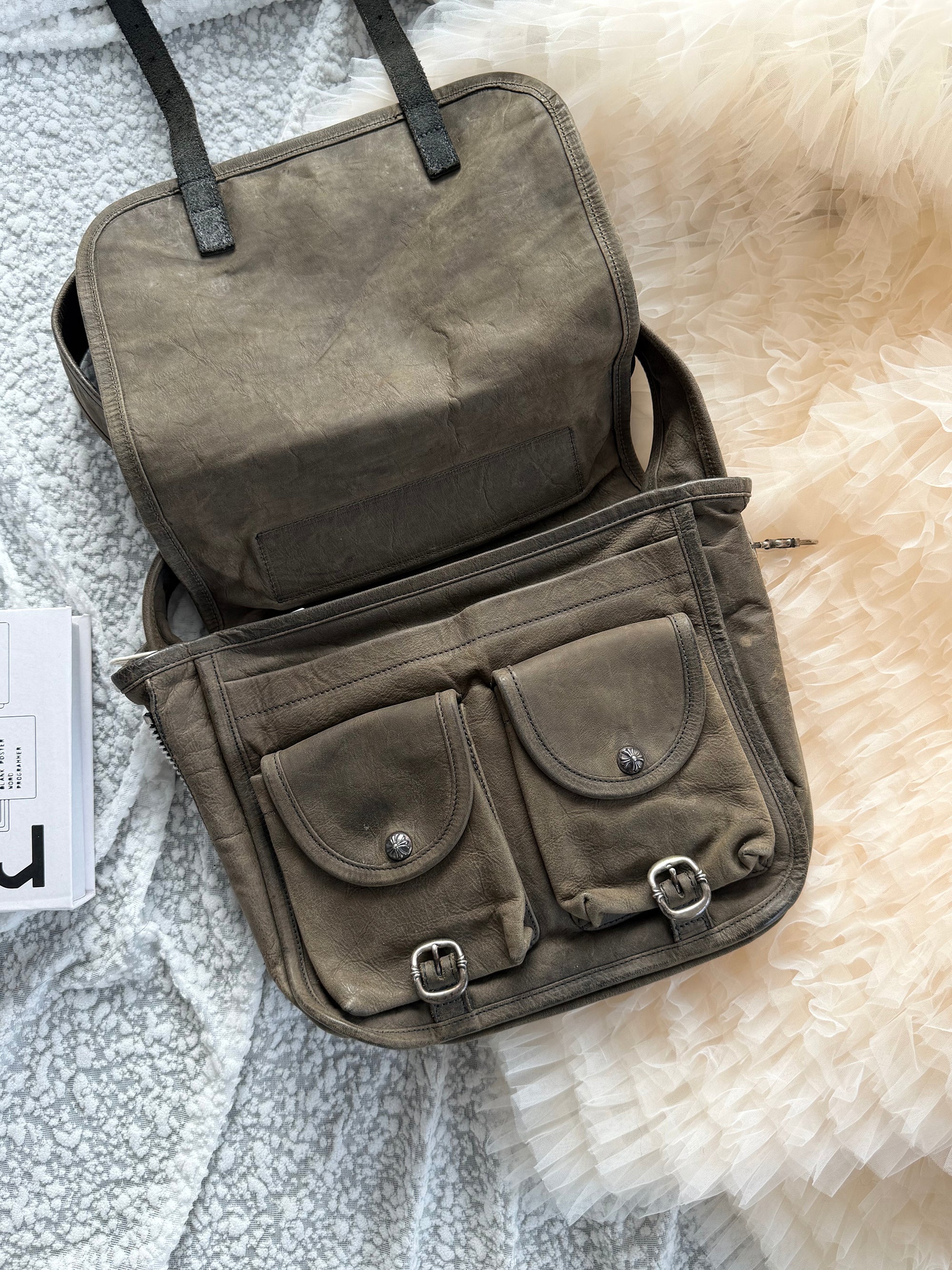 Chrome Hearts Distressed Vintage Messenger Bag (Shoulder & Crossbody)