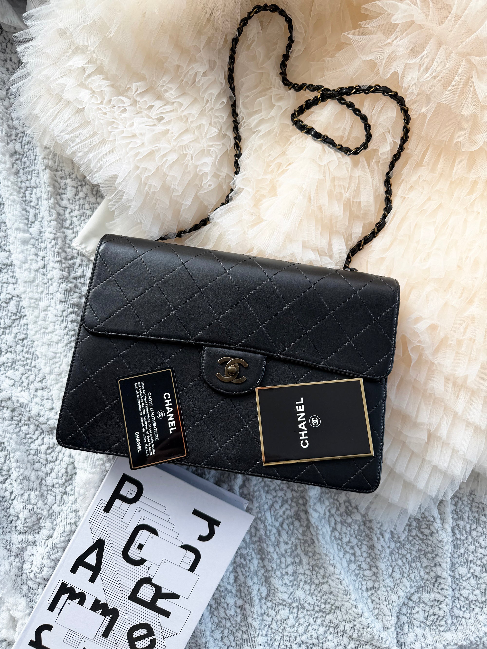 Chanel Victoria Beckham Inspired Vintage Black Leather Shoulder Bag