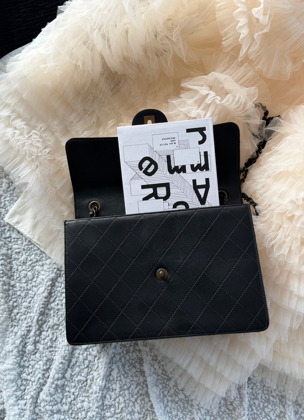 Chanel Victoria Beckham Inspired Vintage Black Leather Shoulder Bag