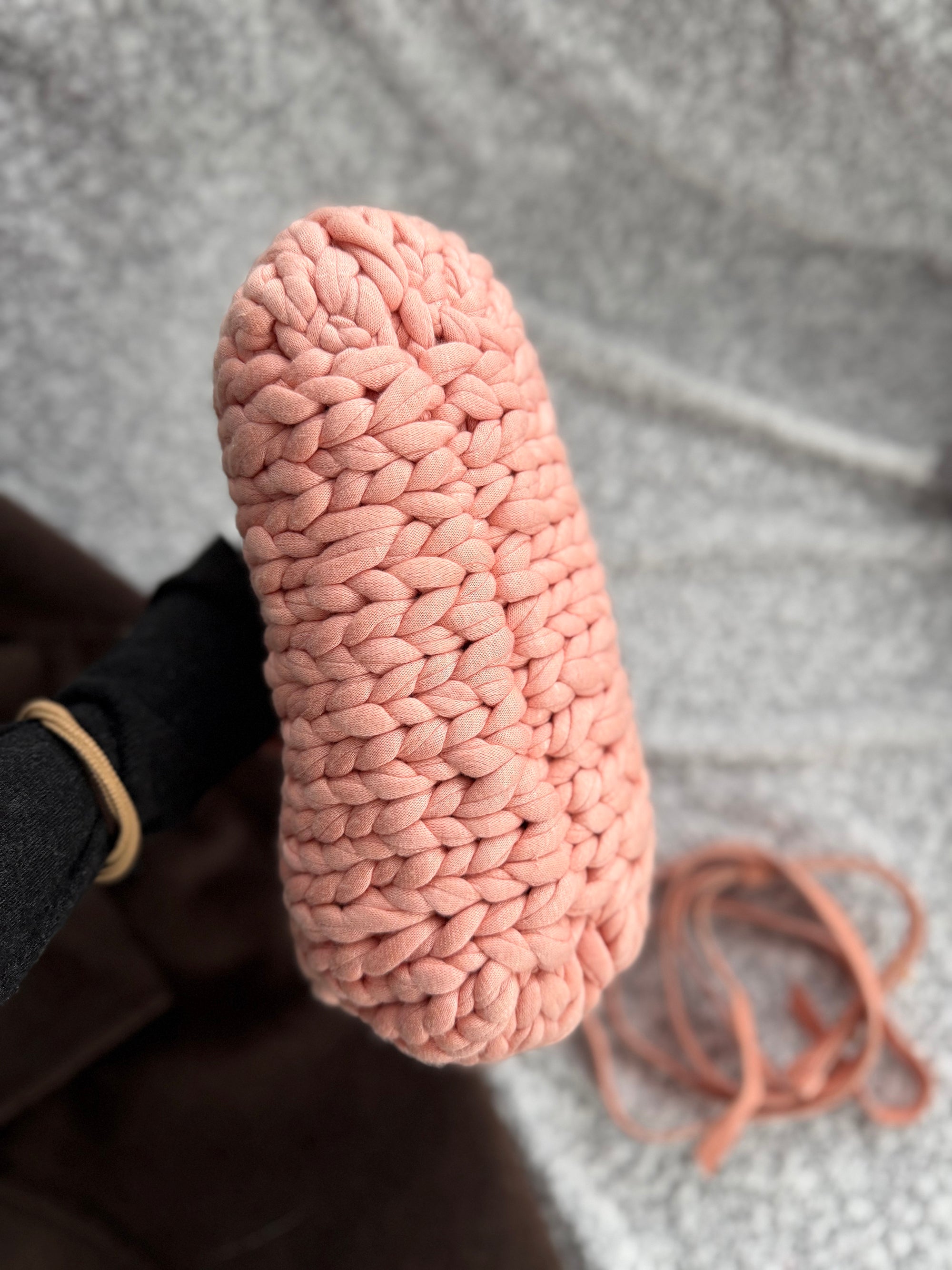 Bottega Veneta Pink Knitted Shoulder Bag with Acrylic Handles