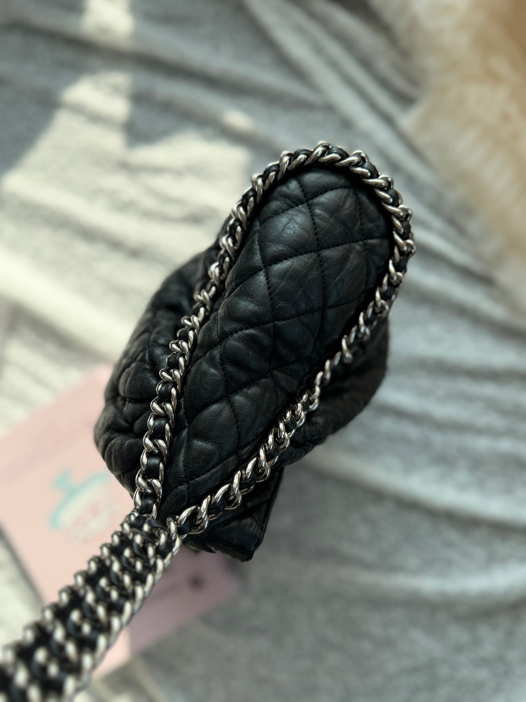 Chanel Black Silver-Trimmed Shoulder Bag with Silver Clasp