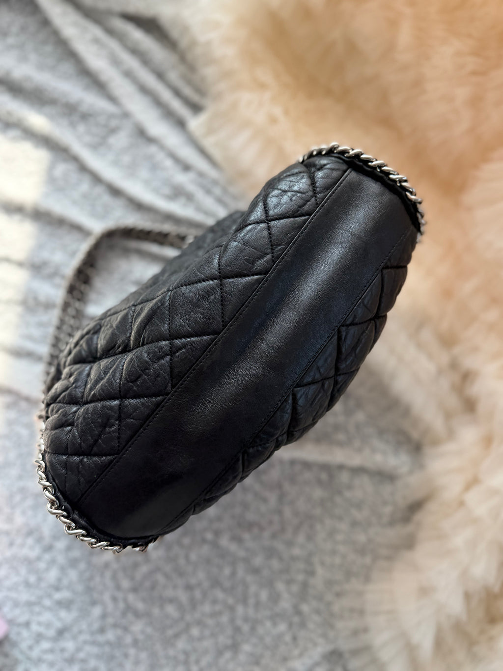 Chanel Black Silver-Trimmed Shoulder Bag with Silver Clasp