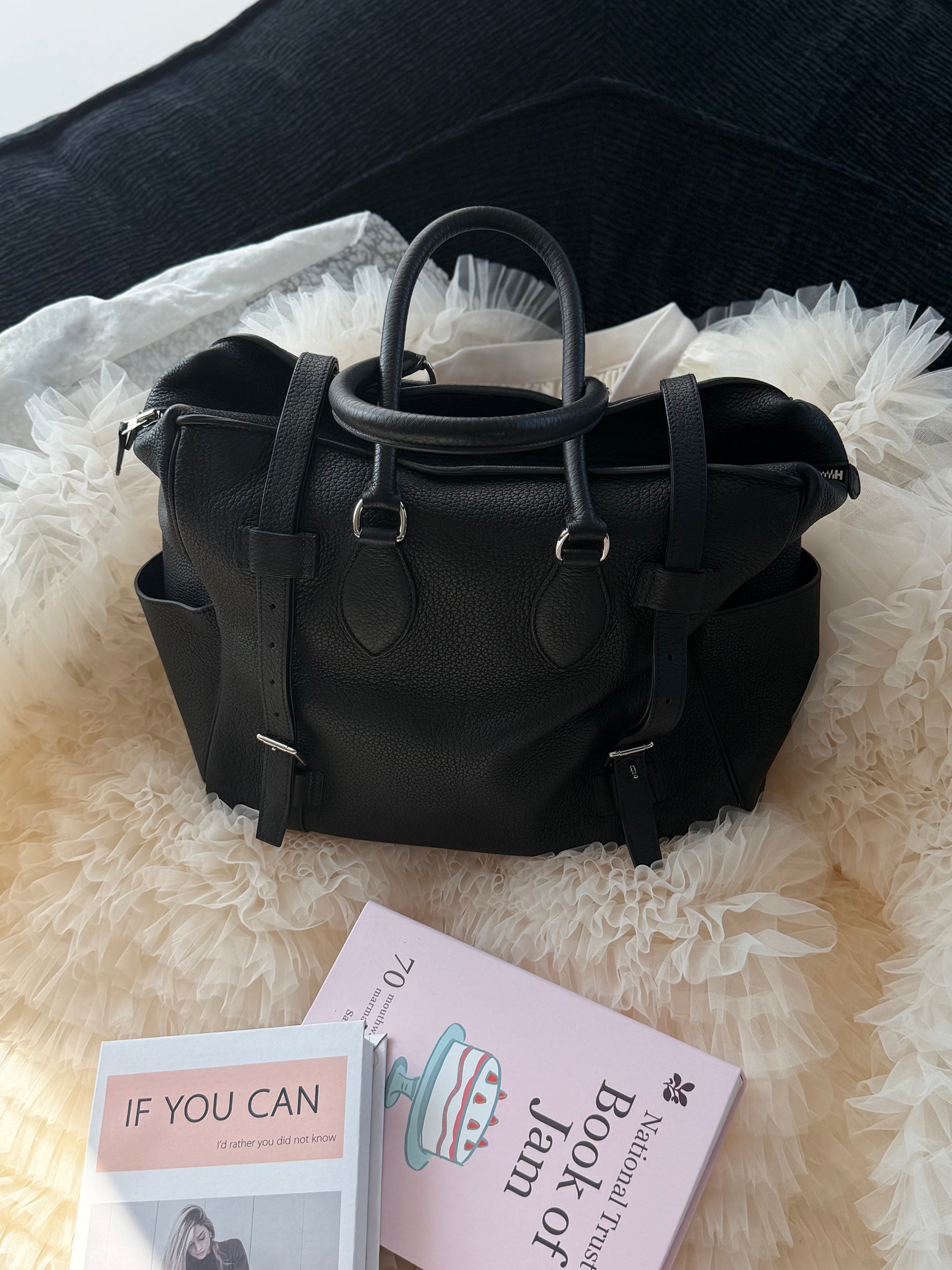 Hermes Black & Silver Handbag (Togo Leather)