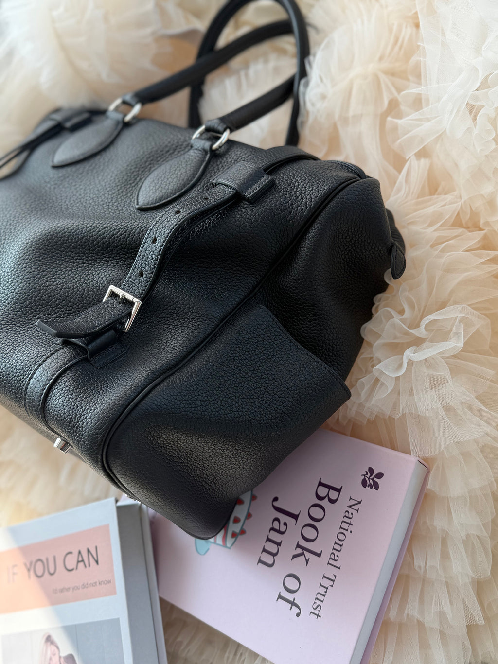 Hermes Black & Silver Handbag (Togo Leather)