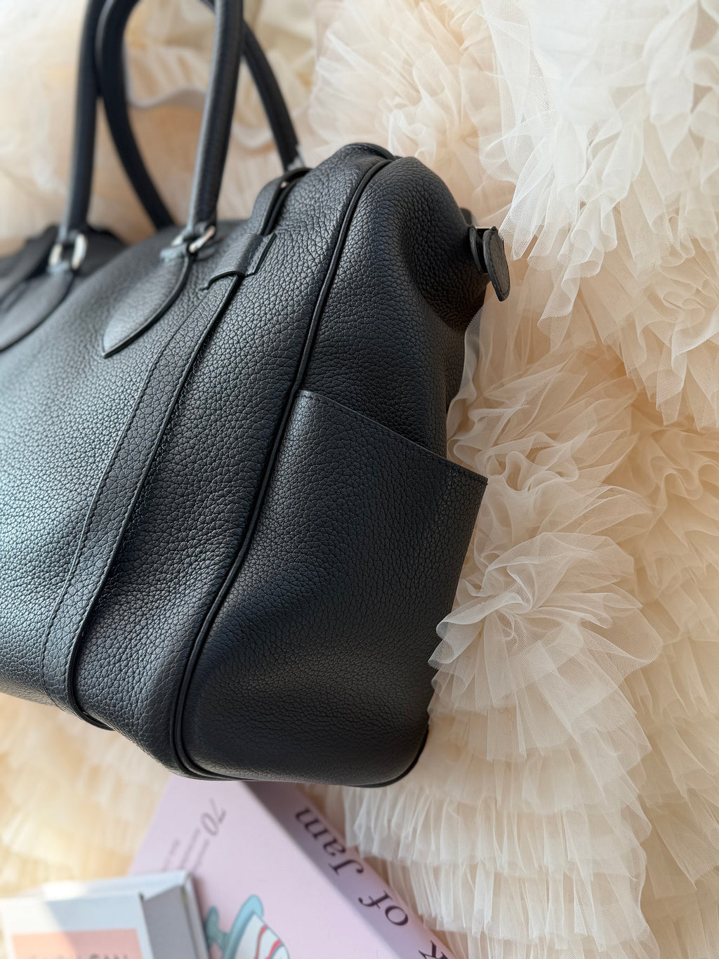 Hermes Black & Silver Handbag (Togo Leather)