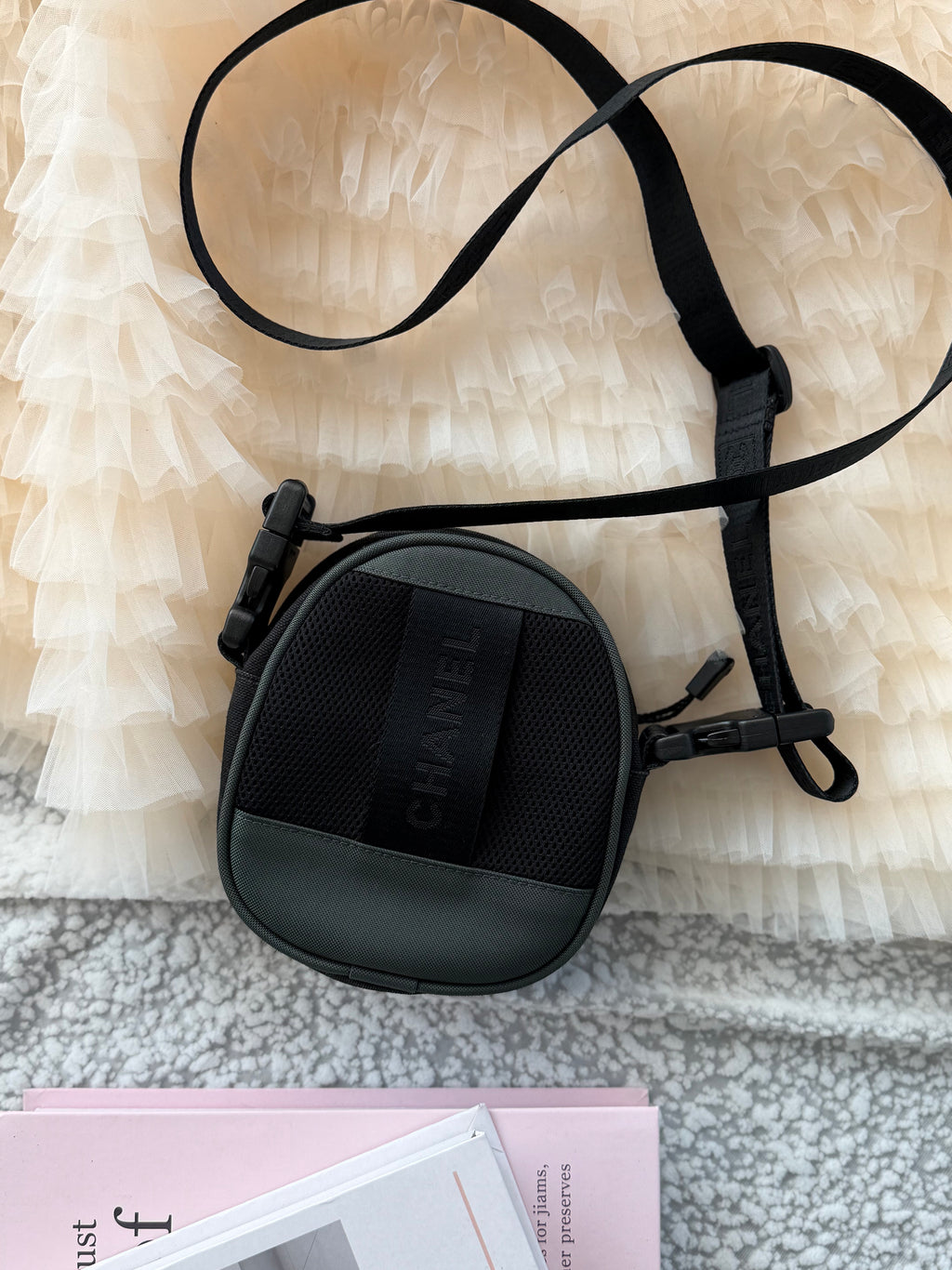 Chanel Vintage Sports Line Square-Logo Shoulder Bag with Adjustable Strap