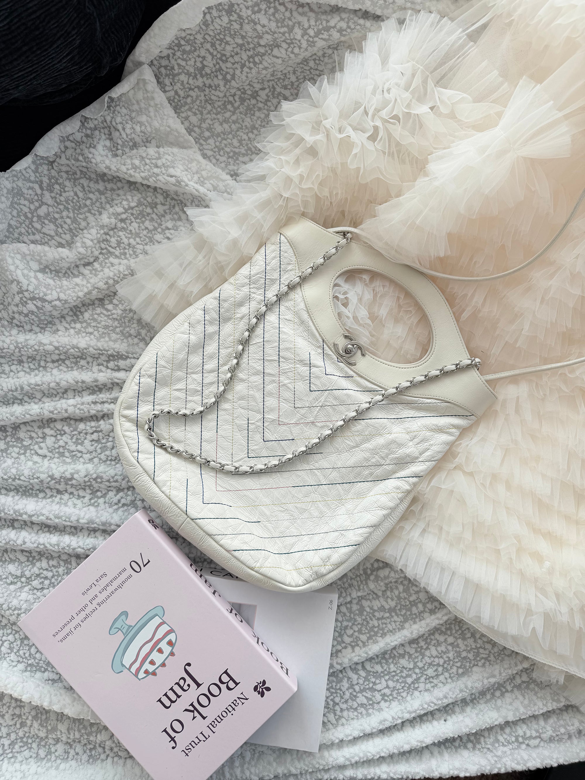 Chanel Vintage 31 Bag in White with Colorful Stitching