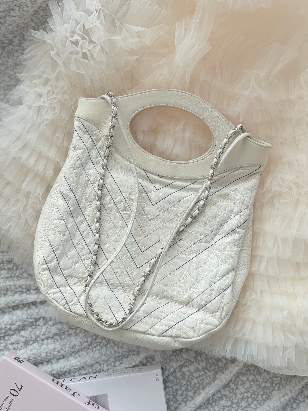 Chanel Vintage 31 Bag in White with Colorful Stitching