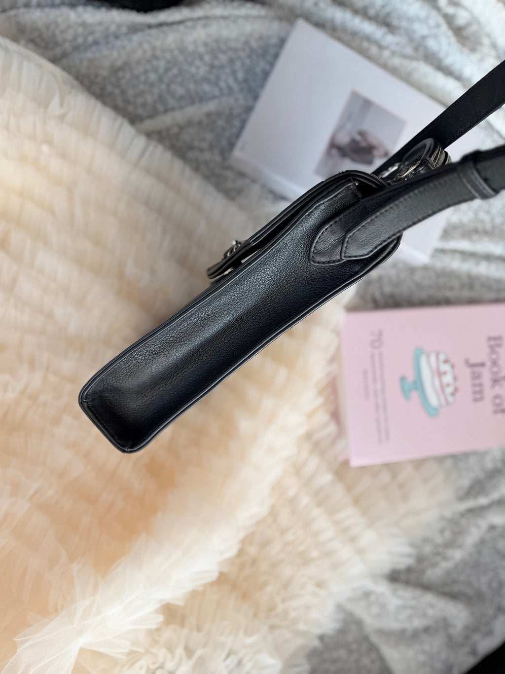 Chrome Hearts Calfskin Shoulder Bag in Black and Silver