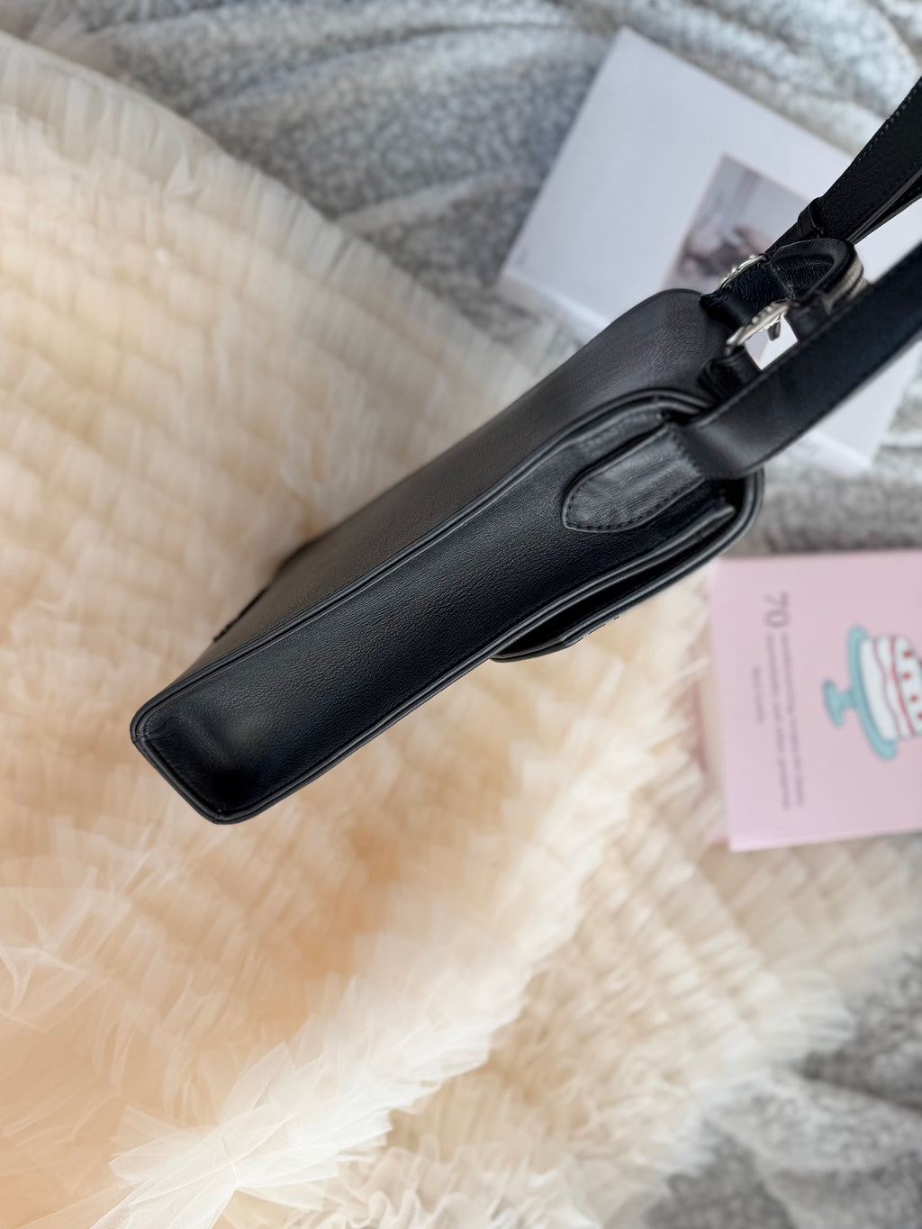 Chrome Hearts Calfskin Shoulder Bag in Black and Silver