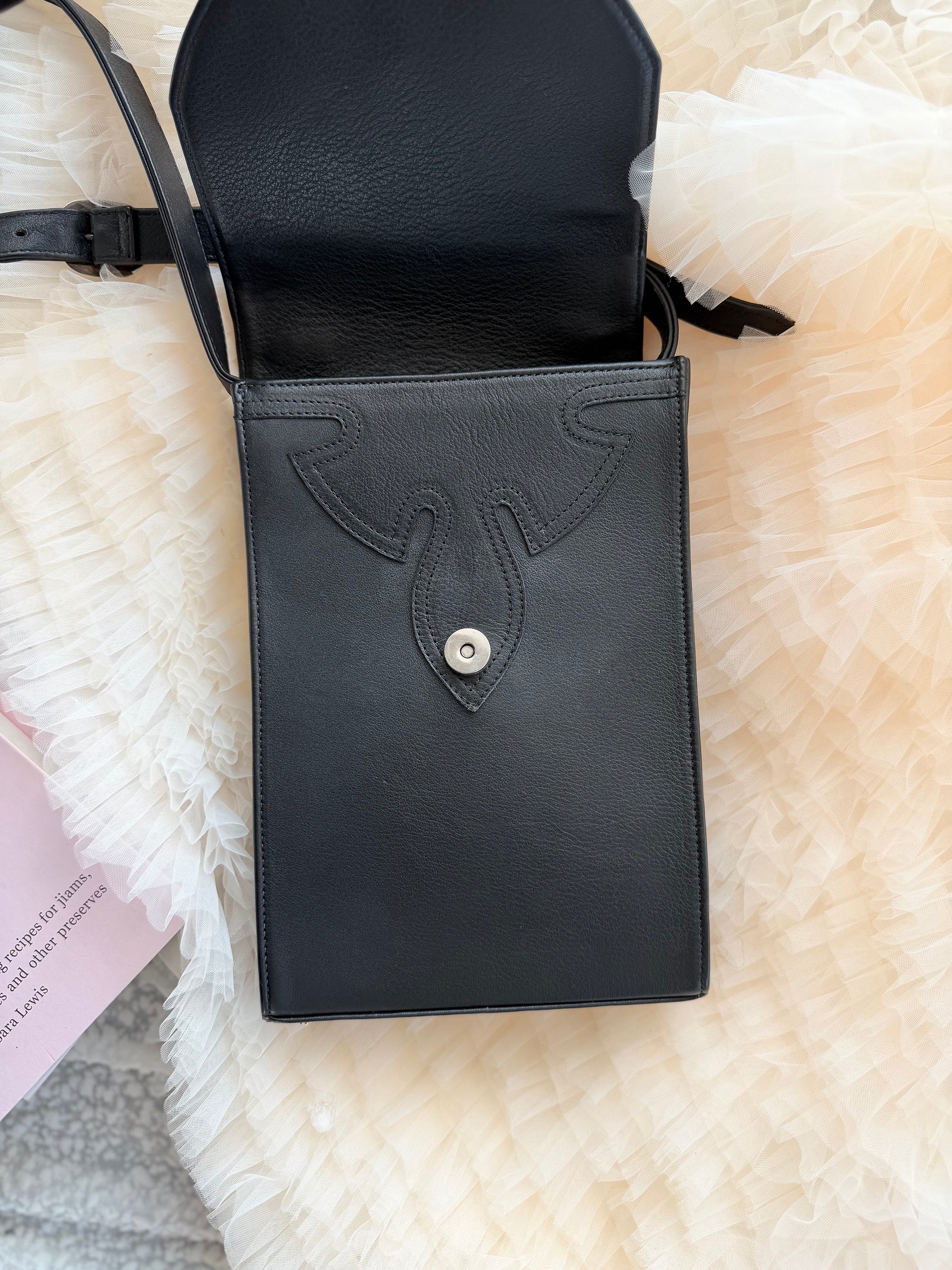 Chrome Hearts Calfskin Shoulder Bag in Black and Silver