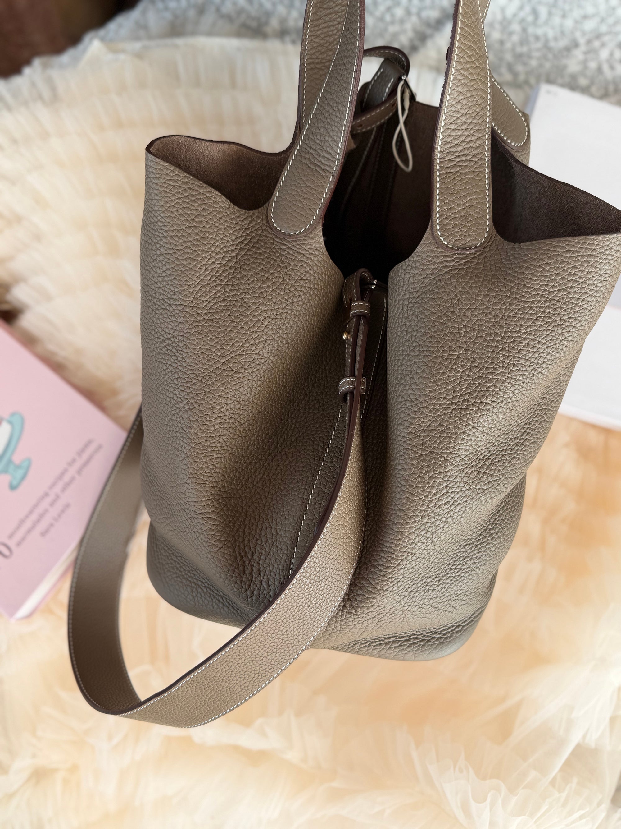 Hermès Picotin 26 Lock in Gris Elephant with a Replacement Shoulder Strap