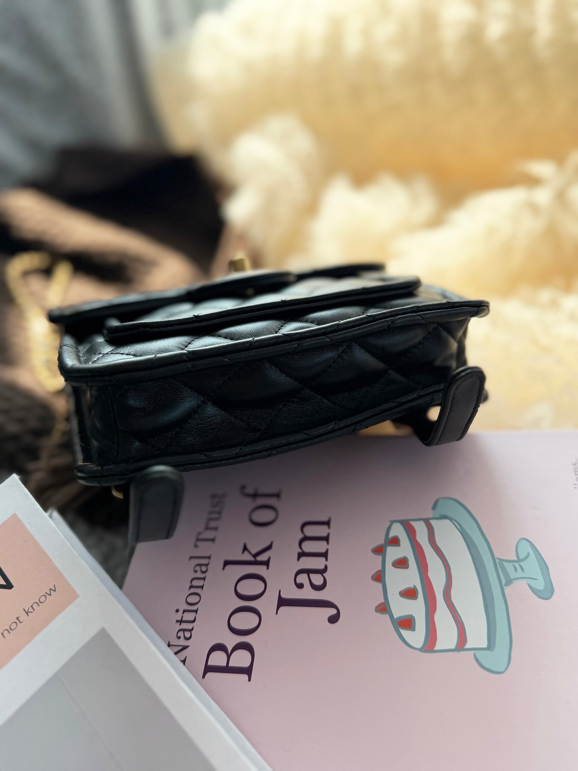 Chanel Black & Gold Cowhide Chain Backpack