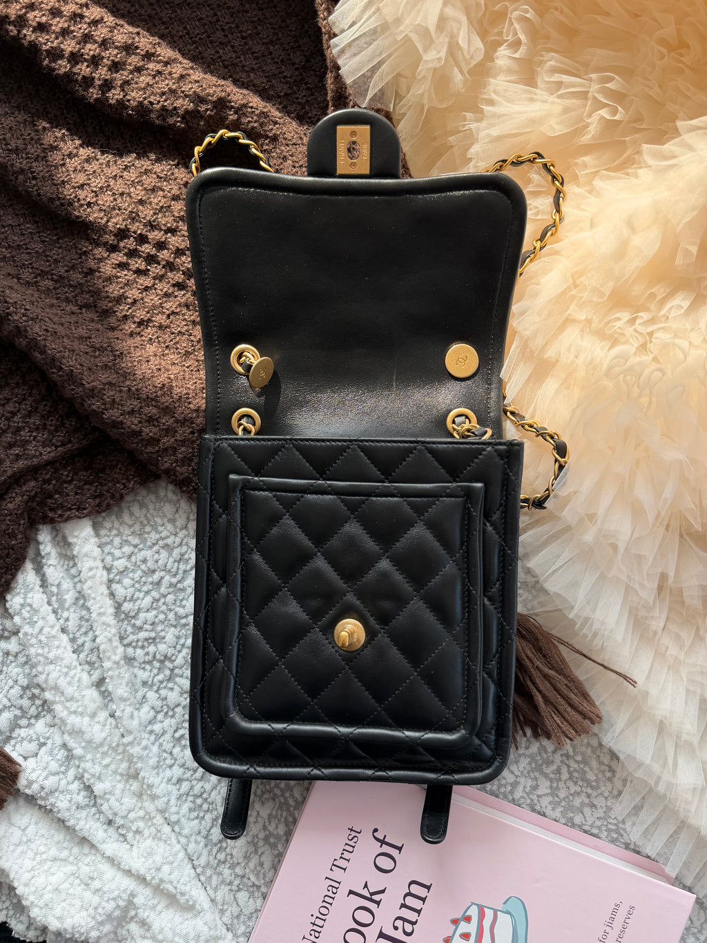 Chanel Black & Gold Cowhide Chain Backpack