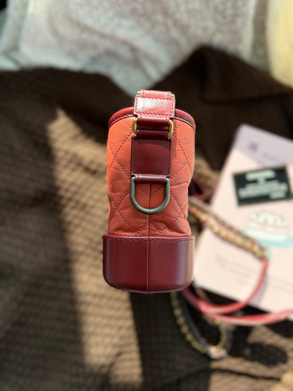 Chanel Gabrielle Hobo Bag, Red Color-block, Small Size