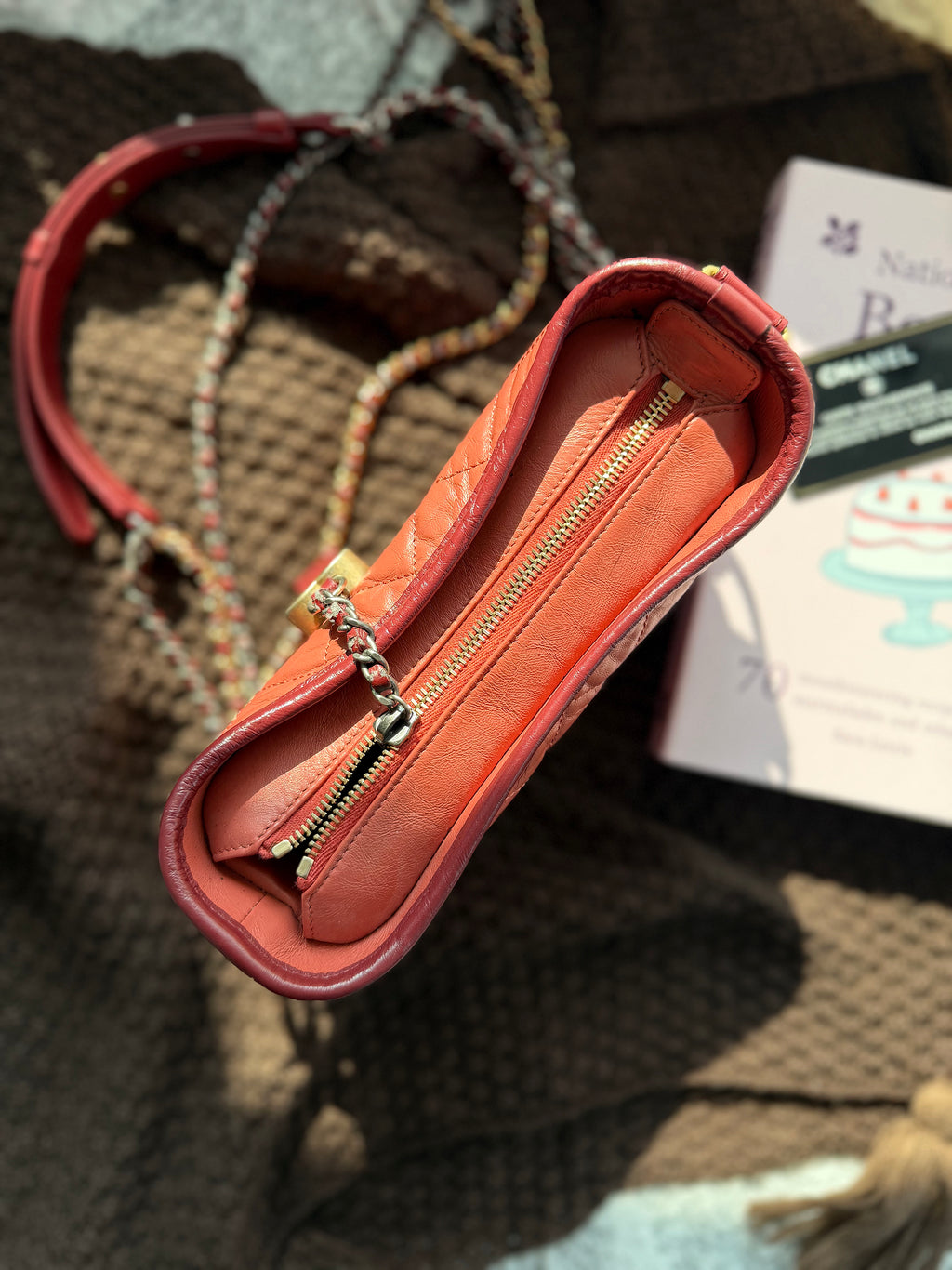 Chanel Gabrielle Hobo Bag, Red Color-block, Small Size