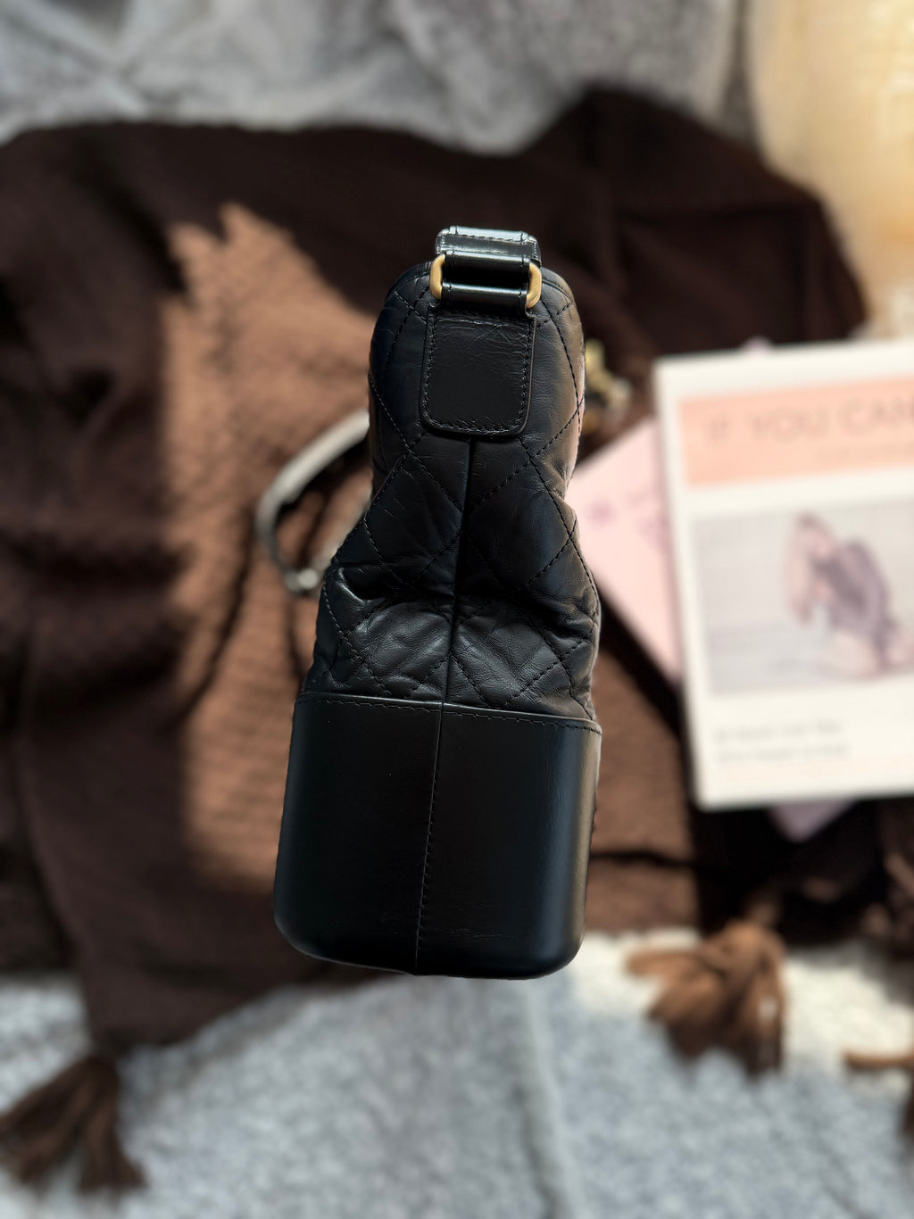 Chanel Gabrielle Hobo Bag, Red Color-block, Medium Size