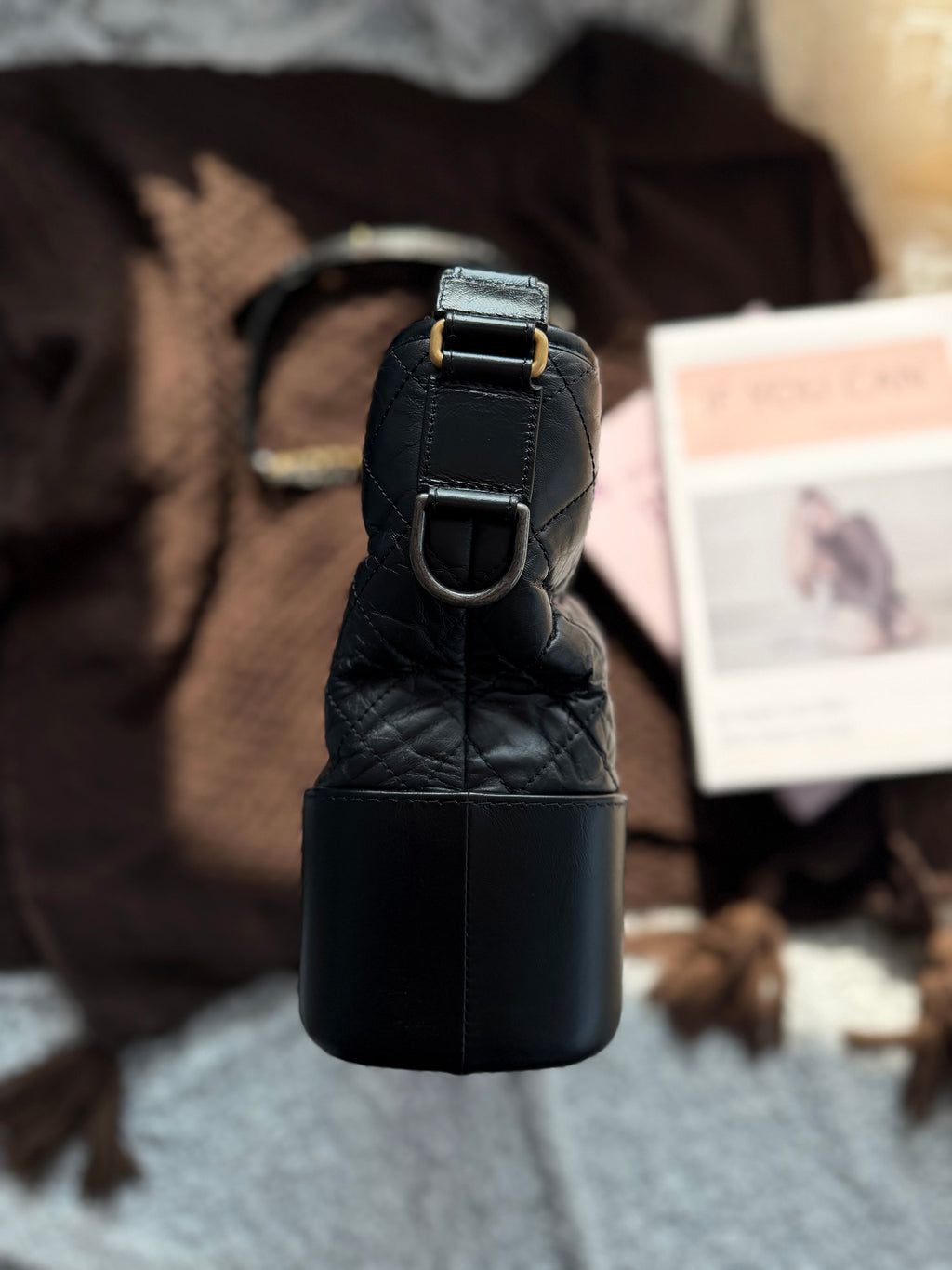 Chanel Gabrielle Hobo Bag, Red Color-block, Medium Size