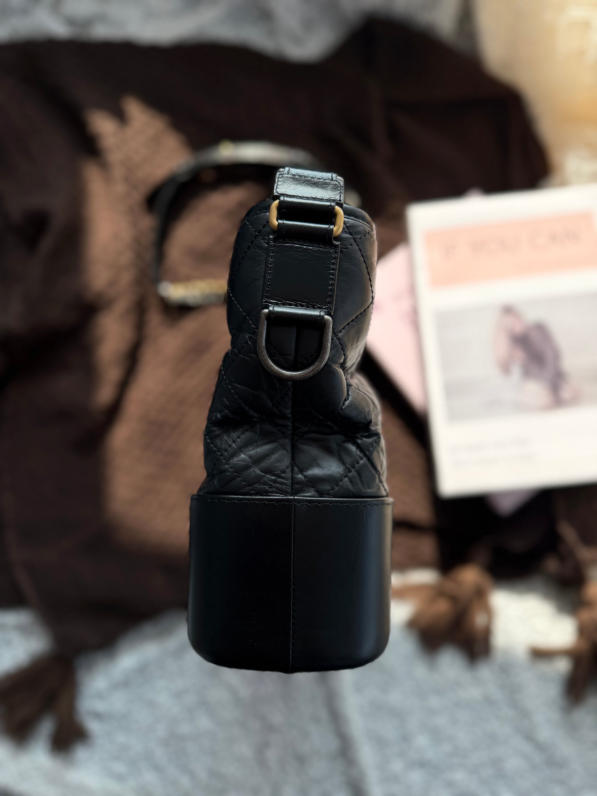 Chanel Gabrielle Hobo Bag, Red Color-block, Medium Size